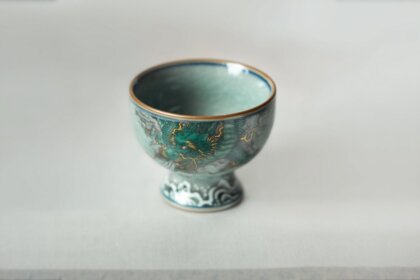 Пиала "Зеленый дракон кубок", 90 мл., керамика и глазурь